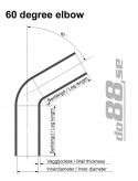 Silikoniletku Sininen 60 astetta 1,625\'\' (41mm)