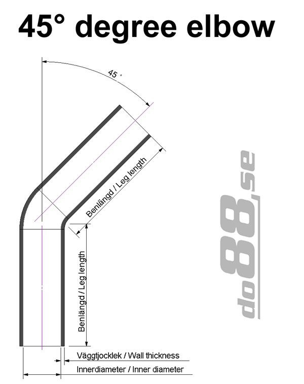 Silikoniletku Musta 45 astetta 0,43'' (11mm)