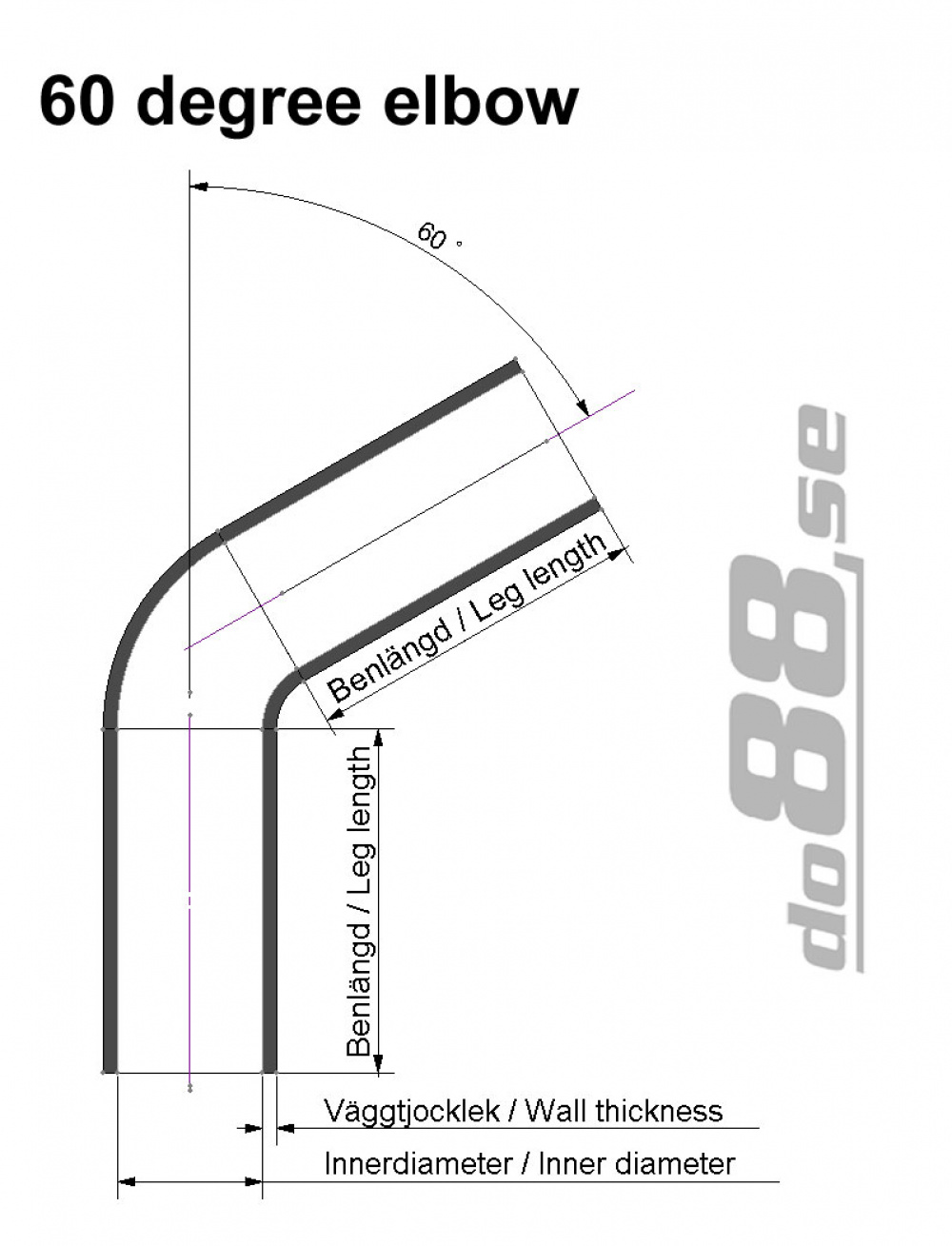 Silikoniletku Musta 60 astetta 0,25\'\' (6,5mm) Silikoniletku Musta 60 astetta 0,25\'\' (6,5mm)