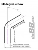 Silikoniletku Musta 60 astetta 0,25\'\' (6,5mm)