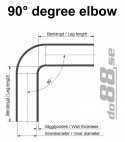 Silikoniletku Musta 90 astetta 1,625\'\' (41mm)