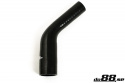 Silikoniletku Musta 45 astetta 1,375 - 1,75\'\' (35-45mm)