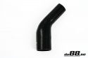 Silikoniletku Musta 45 astetta 2,75 - 3,25\'\' (70-83mm)
