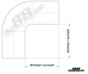 Silikoniletku Musta 90 astetta 3 - 3,125\'\' (76 - 80mm)