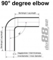 Silikoniletku Musta 90 astetta pitkällä jalalla 1,75'' (45mm) Silikoniletku Musta 90 astetta pitkällä jalalla 1,75'' (45mm)