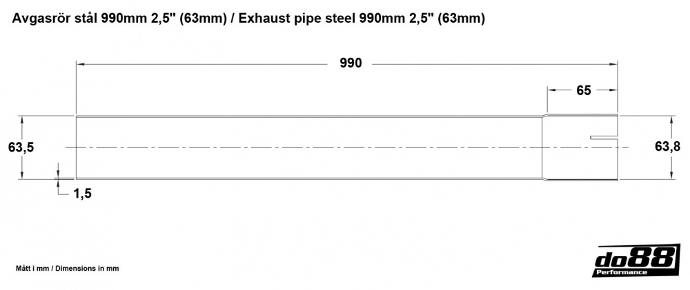 Pakoputki teräs 990mm 2,5\'\' (63mm) Pakoputki teräs 990mm 2,5\'\' (63mm)