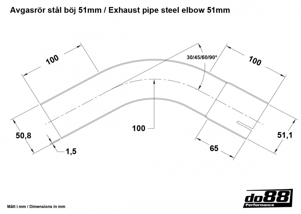 Pakoputki teräs 60 astetta 2\'\' (51mm) Pakoputki teräs 60 astetta 2\'\' (51mm)