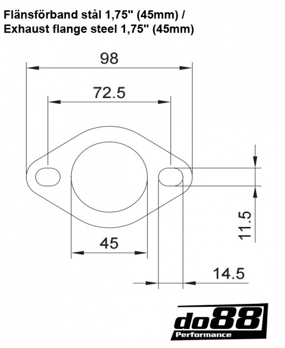 Pakoputken laippa tiivisteella teräs 1,75\'\' (45mm) Pakoputken laippa tiivisteella teräs 1,75\'\' (45mm)