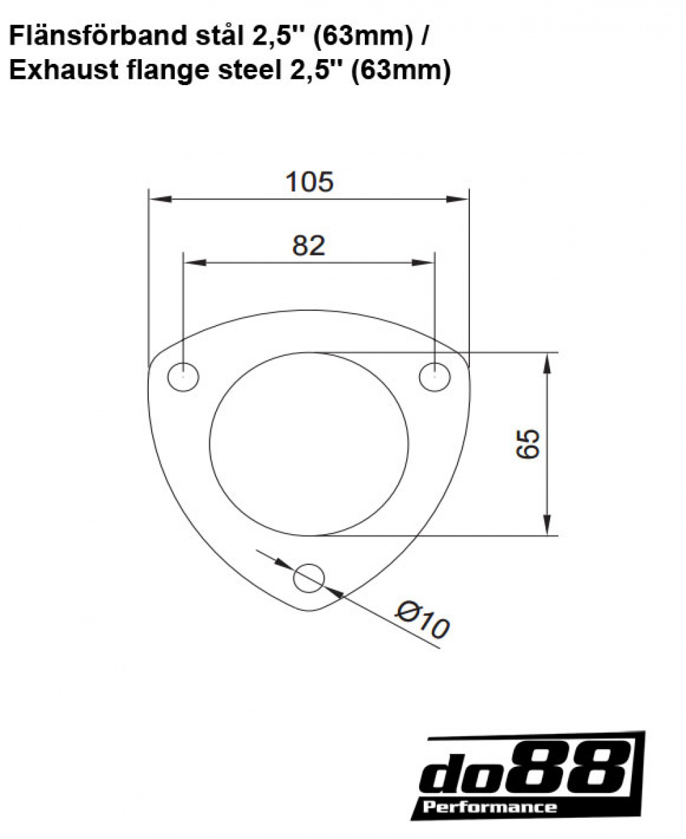 Pakoputken laippa tiivisteella teräs 2,5\'\' (63mm) Pakoputken laippa tiivisteella teräs 2,5\'\' (63mm)