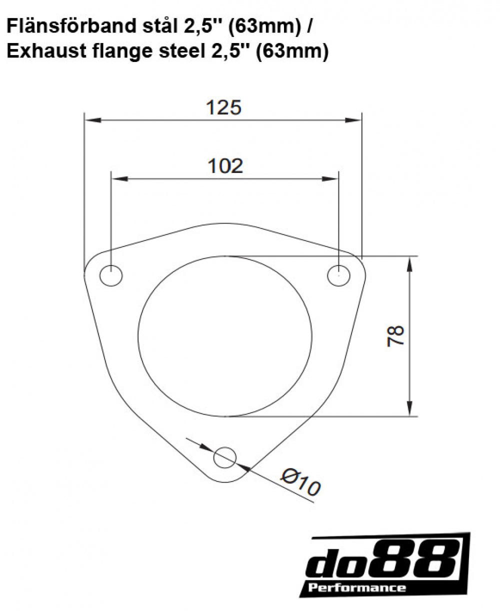 Pakoputken laippa tiivisteella teräs 3\'\' (76mm) Pakoputken laippa tiivisteella teräs 3\'\' (76mm)