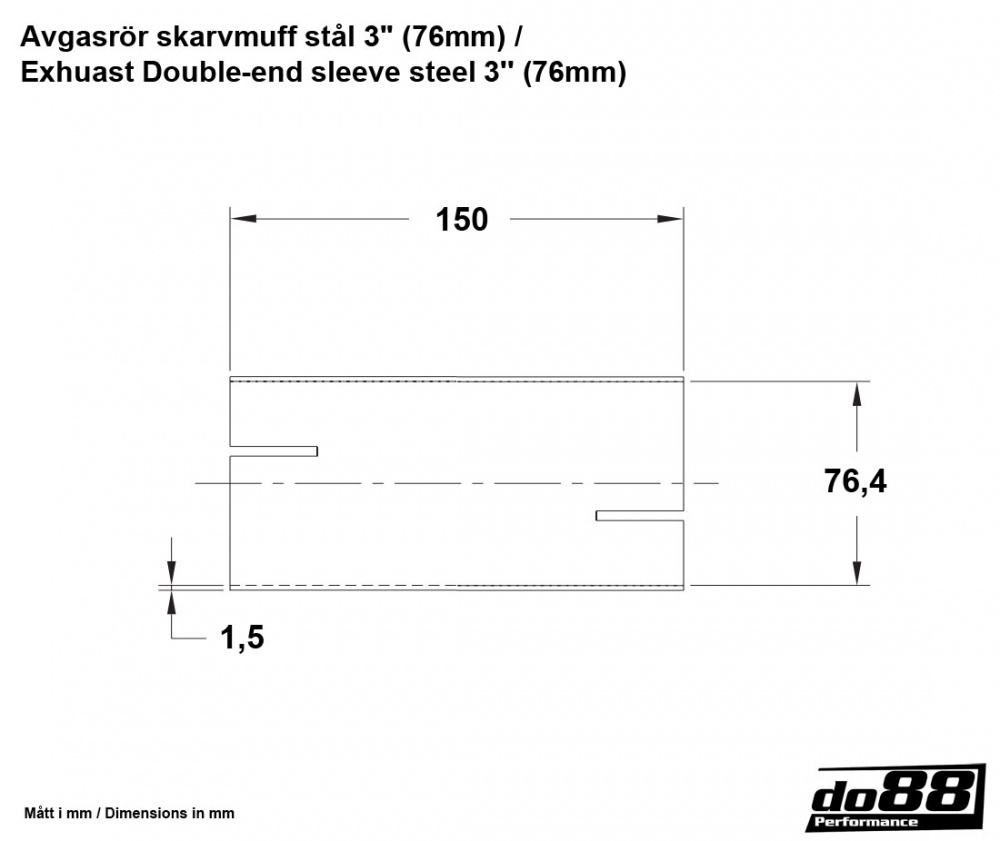 Pakoputken liitosholkki teräs 3\'\' (76mm) Pakoputken liitosholkki teräs 3\'\' (76mm)
