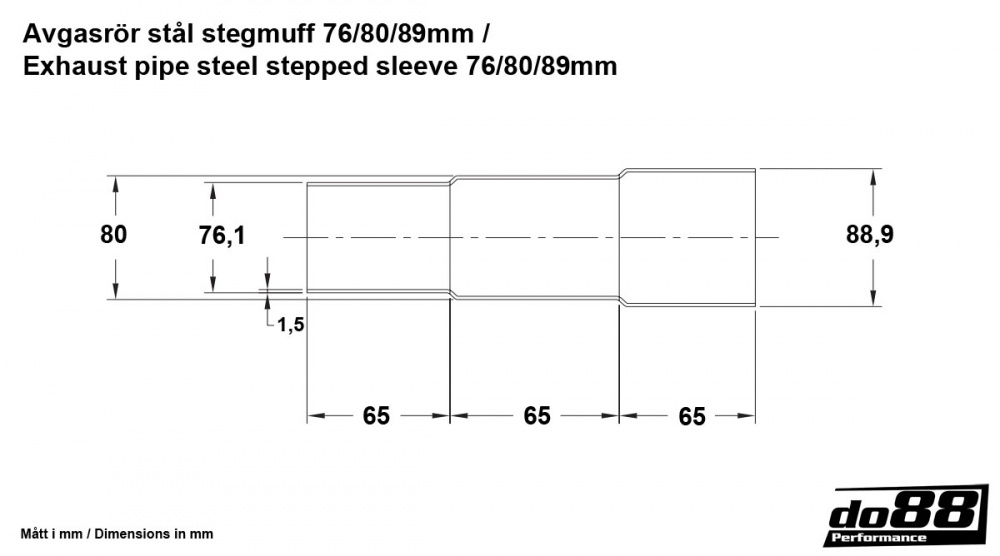 Pakoputken supiste teräs 76/80/89mm Pakoputken supiste teräs 76/80/89mm