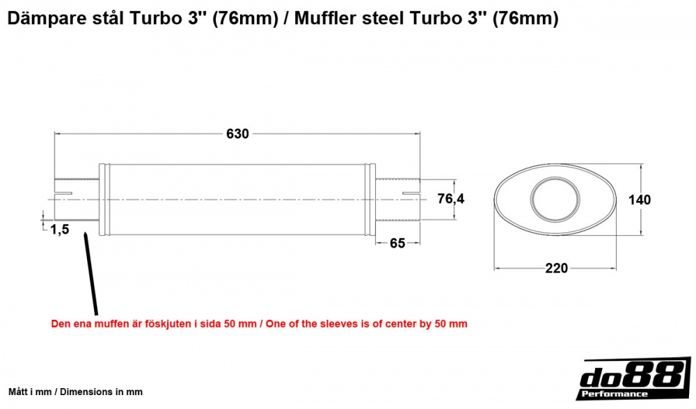 Vaimennin teräs Turbo 3\'\' (76mm) Vaimennin teräs Turbo 3\'\' (76mm)