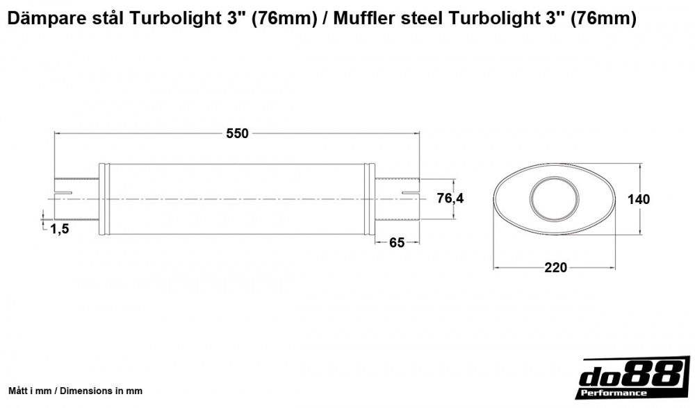 Vaimennin teräs Turbolight 3\'\' (76mm) Vaimennin teräs Turbolight 3\'\' (76mm)