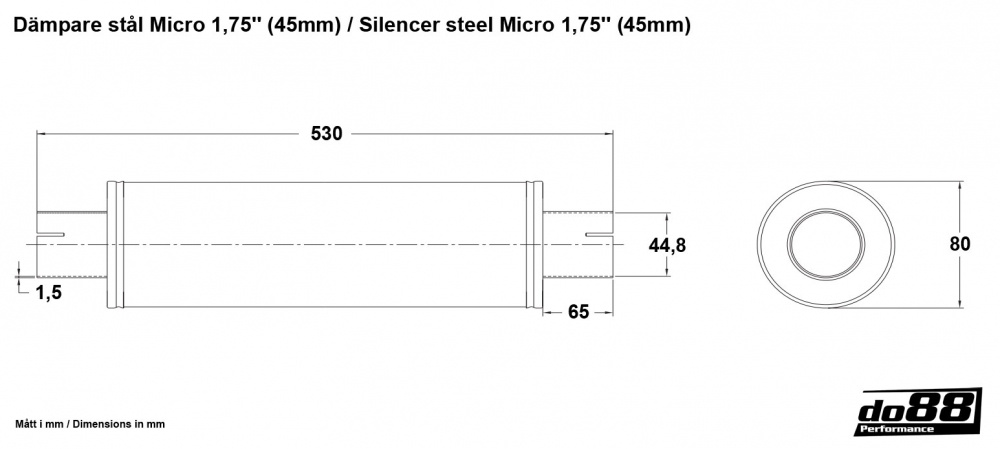 Vaimennin teräs Micro 1,75\'\' (45mm) Vaimennin teräs Micro 1,75\'\' (45mm)