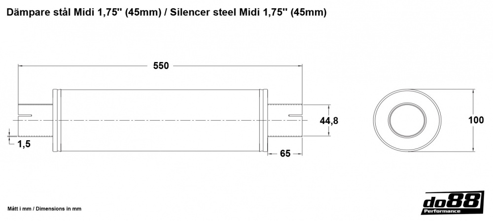 Vaimennin teräs Midi 1,75\'\' (45mm) Vaimennin teräs Midi 1,75\'\' (45mm)