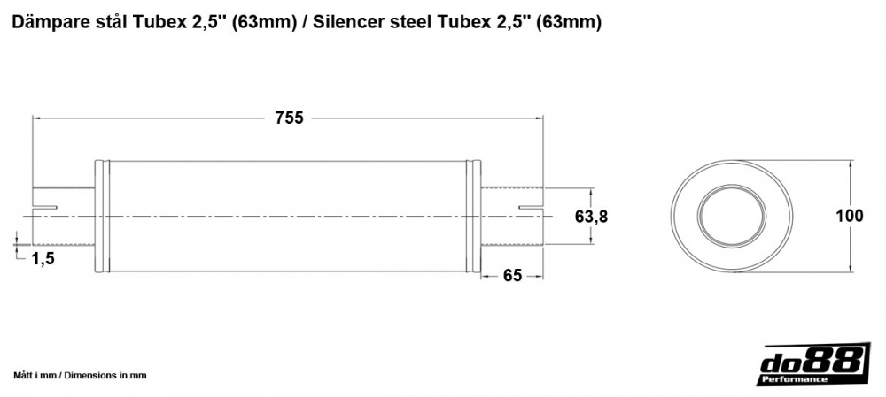 Vaimennin teräs Tubex 2,5\'\' (63mm) Vaimennin teräs Tubex 2,5\'\' (63mm)