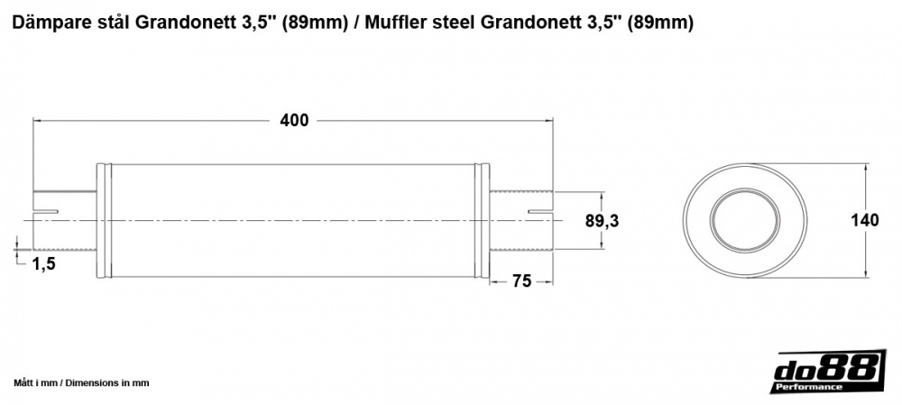 Vaimennin teräs Grandonett 3,5\'\' (89mm) Vaimennin teräs Grandonett 3,5\'\' (89mm)