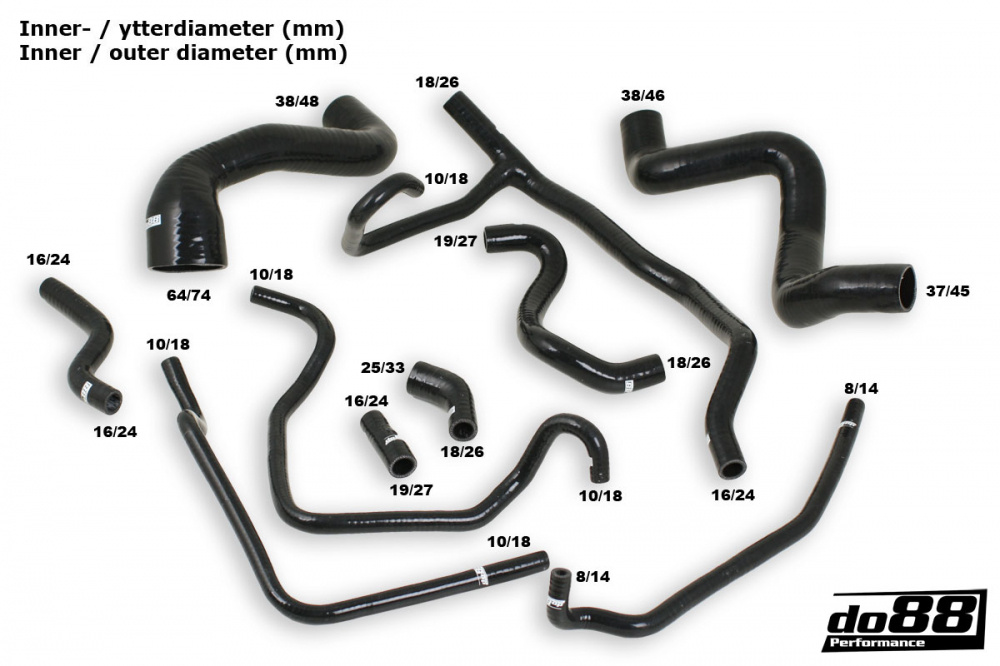 Porsche 968 Jäähdytinletkut, Musta Porsche 968 Jäähdytinletkut, Musta